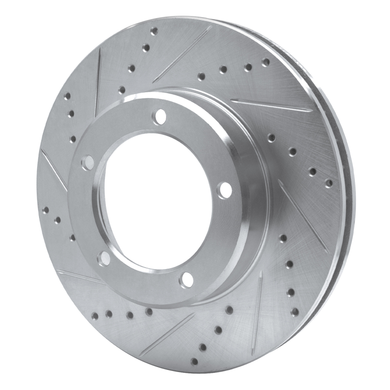Lexus LX470 Brake Rotor (1) - Front Left - R1 Concepts - Drilled & Slotted - Silver - `98-`07